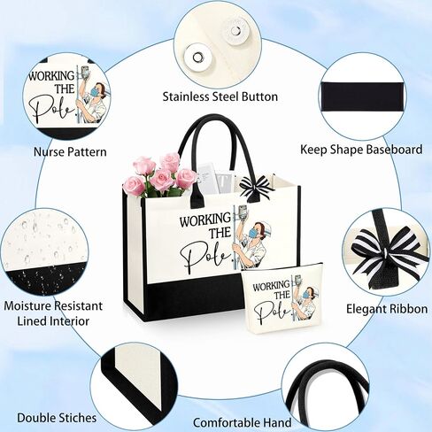 Nurse Gifts Nurses Week Gift Nurse Appreciation Gifts for Women Gift for Nurses Canvas Tote Bag Keychain in Saudi Arabia