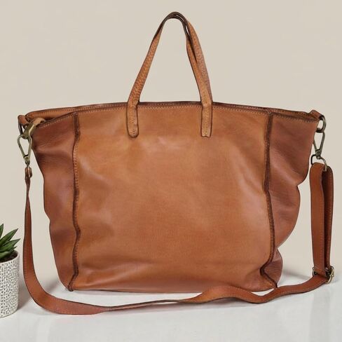 Genuine Leather Tote Bag for Women – Full Grain Shoulder Handbag with Adjustable Strap, Spacious Everyday Work Bag for Office, Travel, Shopping & College | Vintage Soft Cowhide Purse Gift for Her in Saudi Arabia