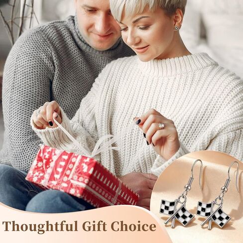 2 Pairs Checkered Flag Earrings for Women, Black and White Racing Earrings Charm Dangle, Race Car Earring for Racing Fans and Race Day Accessories in Saudi Arabia