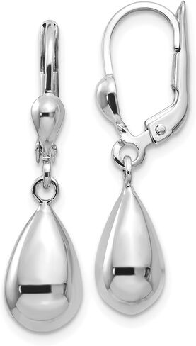 Polished Fancy Teardrop Dangle Leverback Earrings in Real 14k Gold in Kuwait