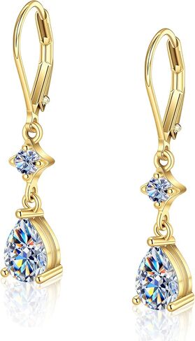 1.2ct Monissanite Dangle Earrings for Women D Color Lab Created Moissanite Teardrop Dangle Drop Earrings Hypoallergenic French Leverback Earings in Kuwait