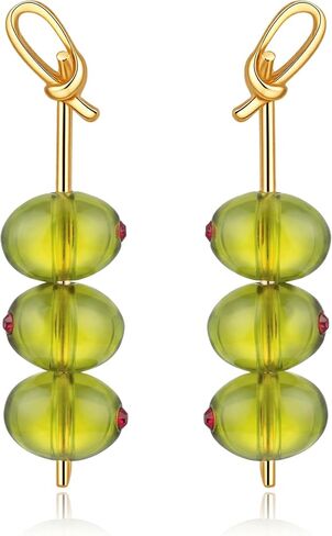 Trinckle Olive Earrings for Women, Martinis Dangle Earrings Match Cocktail Party Dresses, Olive Green Fun Vacation Summer Gifts, Beach Fruit Earrings as Olive Funky Jewelry for Cocktail Party Decorations in Saudi Arabia