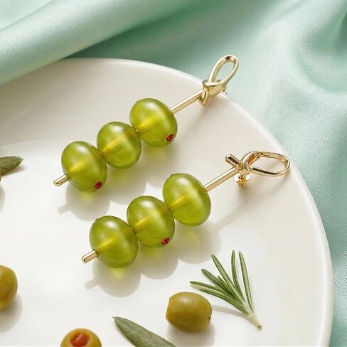 Trinckle Olive Earrings for Women, Martinis Dangle Earrings Match Cocktail Party Dresses, Olive Green Fun Vacation Summer Gifts, Beach Fruit Earrings as Olive Funky Jewelry for Cocktail Party Decorations in Saudi Arabia