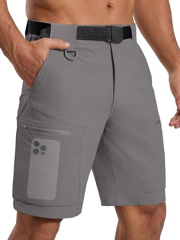 FREE SOLDIER Mens Cargo Hiking Shorts Lightweight Quick Dry Nylon Shorts with Belt for Tactical Work in Kuwait