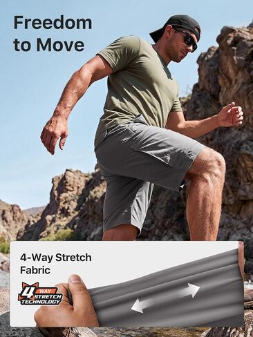 FREE SOLDIER Mens Cargo Hiking Shorts Lightweight Quick Dry Nylon Shorts with Belt for Tactical Work in Kuwait