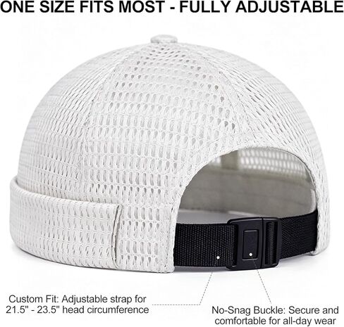 2 Pack Breathable Brimless Hat for Men Summer Style Mesh Tang Ultra Cooling Skull Adjustable Hip-Hop Cap Black and White in Kuwait