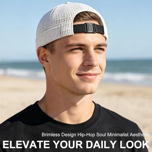 2 Pack Breathable Brimless Hat for Men Summer Style Mesh Tang Ultra Cooling Skull Adjustable Hip-Hop Cap Black and White in Kuwait