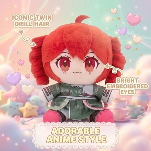 Pink Drill Twin Tail Virtual Singer Collectible 22cm, Cute Anime Character with 3D Twin-Drill Hair, Pink and Green Outfit Figure Stuffed, Soft Anime Pillow Gift for Fans in Saudi Arabia