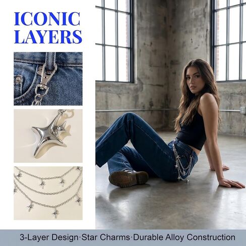 Pants Chain for Men Women -Trouser Chains, Jean Chains Goth Accessories Pant Chain Punk Acrylic Coloured Trouser Chain for Pants in Saudi Arabia