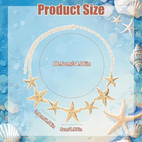 cobee Gold Starfish Waist Chain Belt for Women, Starfish Body Chain Shell Belly Chains Adjustable Bikini Link Waist Summer Beach Jewelry for Women in Kuwait