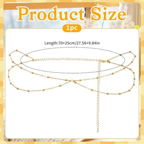 Waist Chain for Women Layered Belly Chains Adjustable Simple Bikini Beads Chain Summer Dainty Sparkle Gold Chains Belt for Jewelry Gifts Vacation Beach Accessories Prom Halloween Christmas in Kuwait