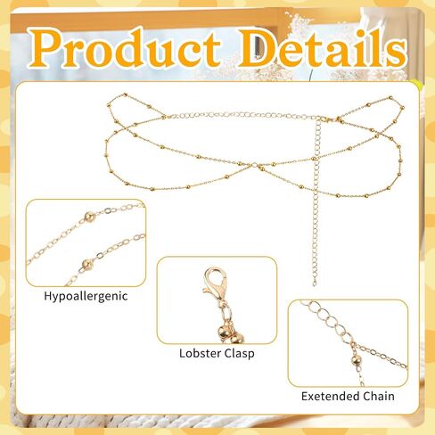 Waist Chain for Women Layered Belly Chains Adjustable Simple Bikini Beads Chain Summer Dainty Sparkle Gold Chains Belt for Jewelry Gifts Vacation Beach Accessories Prom Halloween Christmas in Kuwait