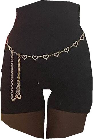 TEBIEKOY Heart Chain Waist Chain for Women, Y2K Floral Belly Chain Body Jewelry with Layered Links for Party, Festival & Night Out in Saudi Arabia