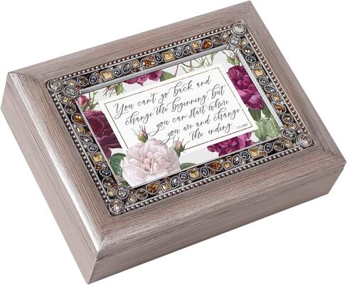 Cottage Garden Musical Trinket Photo Jewelry Box Plays Tune Amazing Grace 6 x 8 Inch Acrylic and Glass You Cannot Go Back in Kuwait
