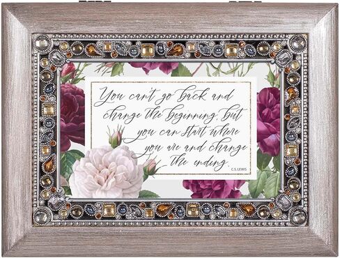 Cottage Garden Musical Trinket Photo Jewelry Box Plays Tune Amazing Grace 6 x 8 Inch Acrylic and Glass You Cannot Go Back in Kuwait