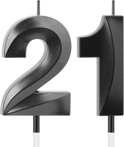 21st Birthday Decorations for Him Her, Black Number 21 Birthday Candle for Cake, 4.7 Inch Number 21 Candle Cake Topper, 21st Birthday Candles for Cake, Milestone Party Supplies in Kuwait