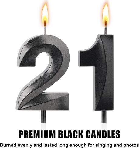 21st Birthday Decorations for Him Her, Black Number 21 Birthday Candle for Cake, 4.7 Inch Number 21 Candle Cake Topper, 21st Birthday Candles for Cake, Milestone Party Supplies in Kuwait
