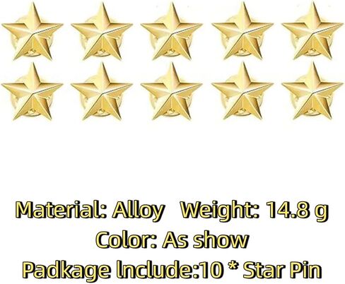 10 Pcs Star Badge Lapel Pin for Men and Women, Bulk Memorial Day Gold Star Badge Lapel Pins, Veterans Independence Day Celebration Labor Party Costume Decoration in Kuwait