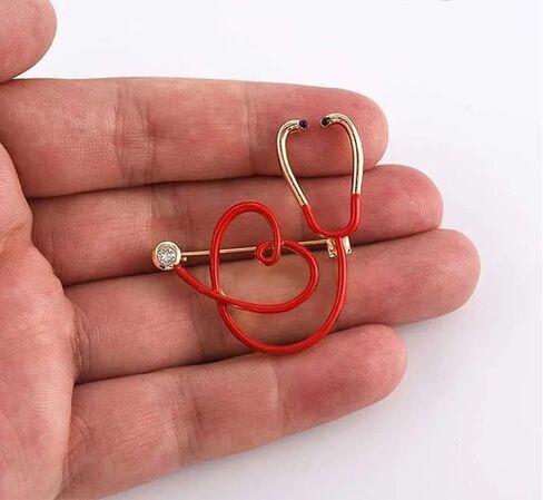 Stethoscope Brooch Pins for Nurses Doctors Personality Enamel Nurse Medicine Stethoscope Heartbeat Brooches Backpack Clothing Accessories Jewelry in Kuwait