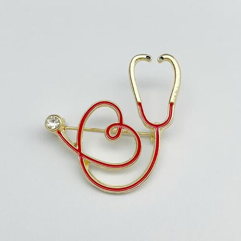 Stethoscope Brooch Pins for Nurses Doctors Personality Enamel Nurse Medicine Stethoscope Heartbeat Brooches Backpack Clothing Accessories Jewelry in Kuwait