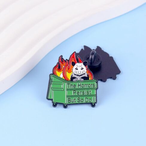 تستمر الرعب ولكن كذلك أنا Dumpster Fire Opossum Pin Brooch، دبوس المينا للدعم العاطفي، هدية لزميل العمل الصديق القلق وقح، دبابيس المشاعر الفوضوية، شارة طية صدر السترة ذات الفكاهة الداكنة من Opossum، ملحقات ميمي القلق in Kuwait