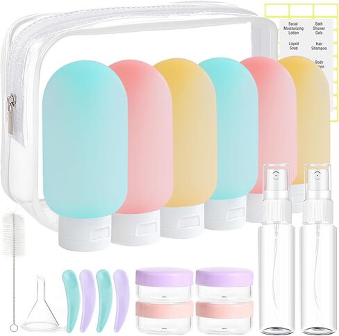 DEWSENSI 20 Pack Travel Bottles Set for Toiletries, TSA Approved Leak Proof Travel Size Containers Kit Portable Refillable Travel Accessories for Shampoo Conditioner Lotion Liquids (Multicolor A) in Saudi Arabia