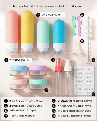 17 Pack Travel Bottles for Toiletries, TSA Approved Leak Proof Silicone Travel Containers for Toiletries with Label-Dopamine Color in Saudi Arabia