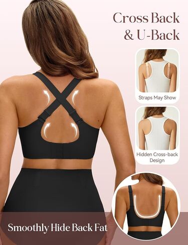 LUCKMEEY Jelly Bras for Women No Underwire Wireless Bras Removable Wide Straps (U/Cross) Push Up Mesh Seamless T-Shirt Bra in Saudi Arabia