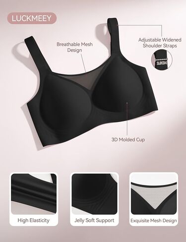 LUCKMEEY Jelly Bras for Women No Underwire Wireless Bras Removable Wide Straps (U/Cross) Push Up Mesh Seamless T-Shirt Bra in Saudi Arabia