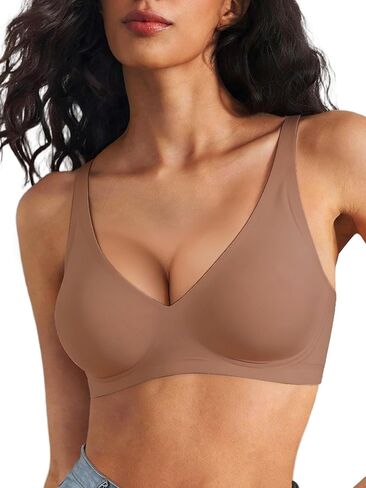 Wireless Bra, Deep V Seamless No Underwire T-Shirt Bra, Push Up Bras for Women, Invisible Bra for Daily Wear in Saudi Arabia