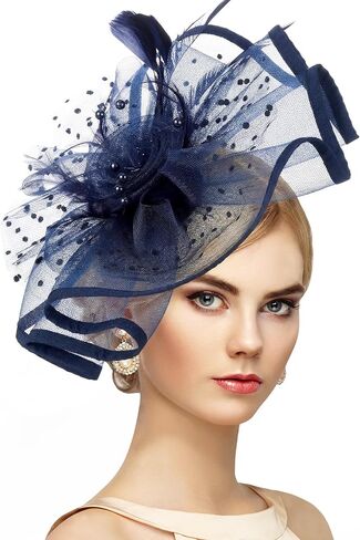 Zinniday Kentucky Fascinators Hats for Women - 2026 Feather Mesh Derby Hat with Detachable Headband for Church Cocktail Party in Kuwait