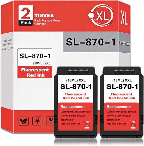 SL-870-1 XXL Fluorescent Red Ink Cartridge Compatible for PB New SendPro Mailstation Postage Meter (CSD1) - 2 Pack(18ML) 18ML in Saudi Arabia