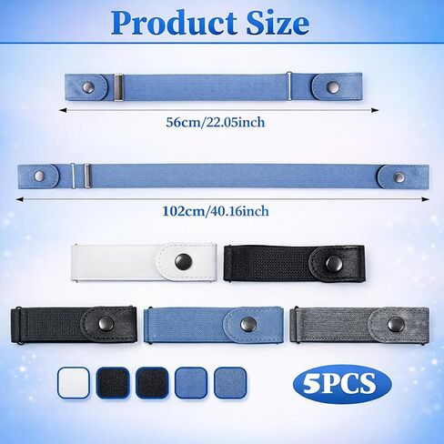 5 Pcs No Buckle Belts for Women, Elastic Belts for Women, Invisible Stretch Buckleless Waist Belts, Adjustable No Buckle Belt Set for Jeans Pants Dresses in Saudi Arabia