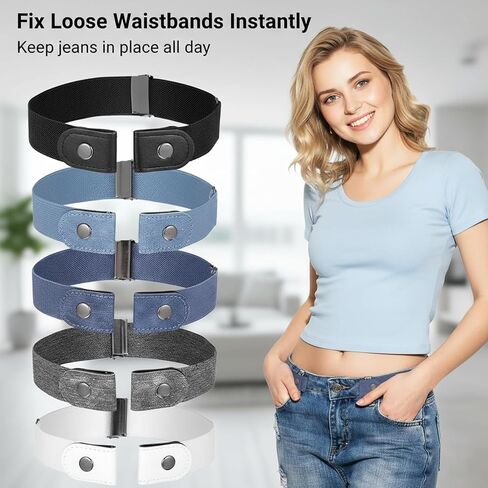 5 Pcs No Buckle Belts for Women, Elastic Belts for Women, Invisible Stretch Buckleless Waist Belts, Adjustable No Buckle Belt Set for Jeans Pants Dresses in Saudi Arabia