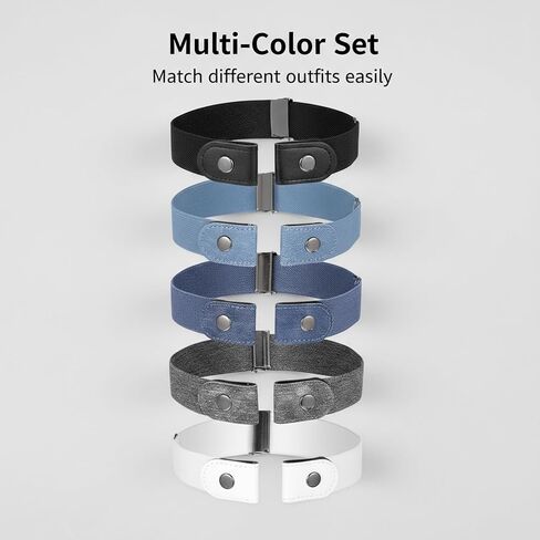 5 Pcs No Buckle Belts for Women, Elastic Belts for Women, Invisible Stretch Buckleless Waist Belts, Adjustable No Buckle Belt Set for Jeans Pants Dresses in Saudi Arabia