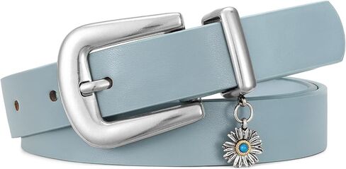 SANSTHS Skinny Women Belt for Jeans Pants Dresses, Thin PU Leather Belts for Women with Silver Alloy Buckle in Kuwait