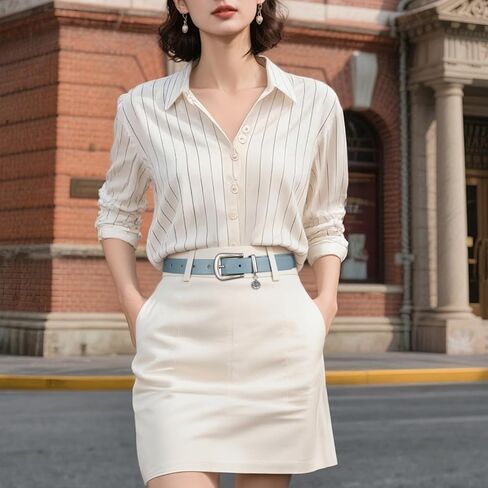 SANSTHS Skinny Women Belt for Jeans Pants Dresses, Thin PU Leather Belts for Women with Silver Alloy Buckle in Kuwait
