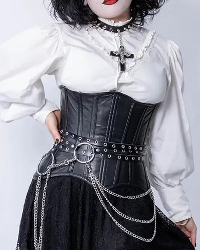 Women Double Layer Waist Belt with Chain, Adjustable Faux Leather Alloy Hip Belt for Street Style Festival Outfits(Waist 26.4-35.4in) in Saudi Arabia