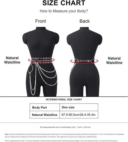 Women Double Layer Waist Belt with Chain, Adjustable Faux Leather Alloy Hip Belt for Street Style Festival Outfits(Waist 26.4-35.4in) in Saudi Arabia