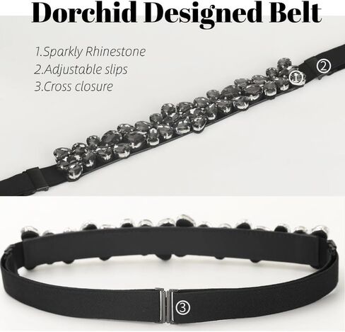 Adjustable Belt Women Rhinestone Belts Crystal Sparkly Dress Belt Thin Elastic Waist Belts for dressy Lady in Saudi Arabia