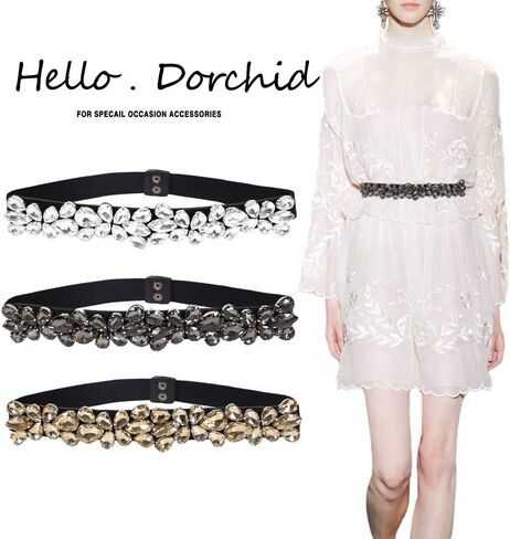 Adjustable Belt Women Rhinestone Belts Crystal Sparkly Dress Belt Thin Elastic Waist Belts for dressy Lady in Saudi Arabia