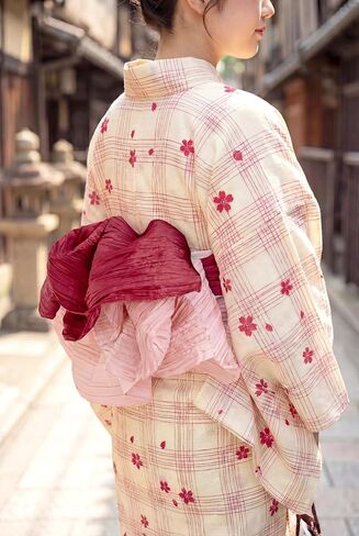 Dita Two-Tone Heko Obi Sash for Women – Reversible Yukata Obi Belt, Soft Lightweight Japanese Kimono Waist Belt 40×400cm in Kuwait