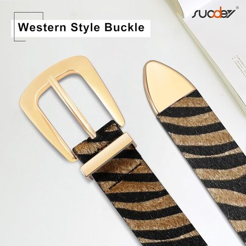 SUOSDEY Women's Leather Belts for Jeans Pants, Vintage Western Belt with Gold/Silver Buckle in Kuwait