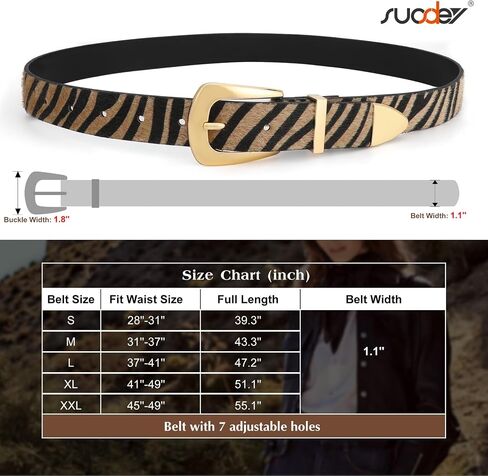 SUOSDEY Women's Leather Belts for Jeans Pants, Vintage Western Belt with Gold/Silver Buckle in Kuwait