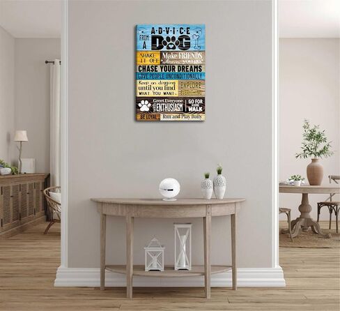 Funny Dog Saying Canva Wall Art Rustic Farmhouse Inspirational Quotes Dog Picture Cute Pets Rules Advice Prints Dog Paws Footprints Poster Painting for Vet Office Dog Lover room Wall Decor Framed in Saudi Arabia