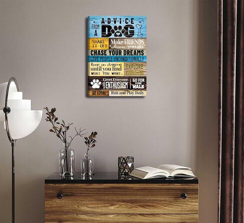 Funny Dog Saying Canva Wall Art Rustic Farmhouse Inspirational Quotes Dog Picture Cute Pets Rules Advice Prints Dog Paws Footprints Poster Painting for Vet Office Dog Lover room Wall Decor Framed in Saudi Arabia