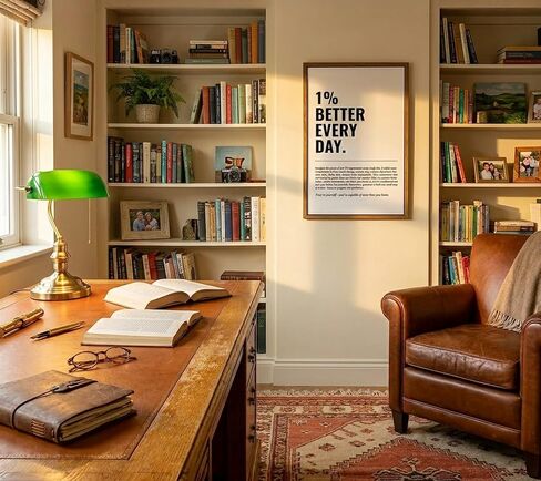 Floating Framed 1% Better Every Day Canvas Wall Art, Modern Quote Painting Picture Wall Decor, Growth Mindset Self Improvement Quote Poster Print Artwork for Office, Gym, Study Home Decoration 8x10in in Saudi Arabia
