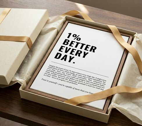 Floating Framed 1% Better Every Day Canvas Wall Art, Modern Quote Painting Picture Wall Decor, Growth Mindset Self Improvement Quote Poster Print Artwork for Office, Gym, Study Home Decoration 8x10in in Saudi Arabia