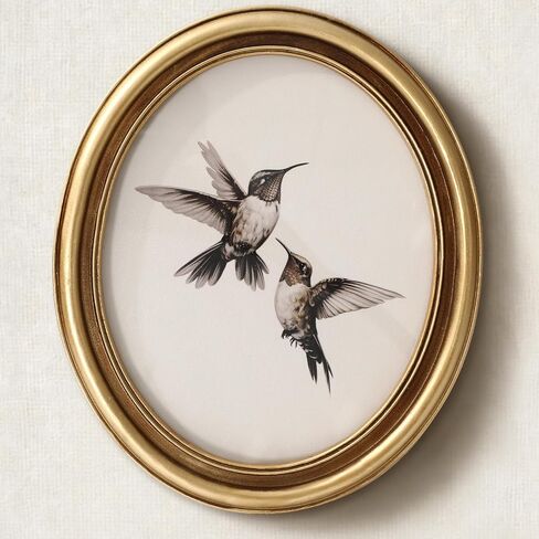 JarThenaAMCS Vintage Gold Framed Wall Art Hummingbird Canvas Prints Ornate Antique Style Picture Frame Sketch Painting for Living Room Bedroom Home Farmhouse Mantel Table Wall Decor, 11.4 x 9.6 Inch in Kuwait