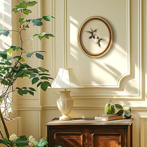JarThenaAMCS Vintage Gold Framed Wall Art Hummingbird Canvas Prints Ornate Antique Style Picture Frame Sketch Painting for Living Room Bedroom Home Farmhouse Mantel Table Wall Decor, 11.4 x 9.6 Inch in Kuwait